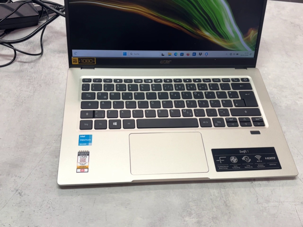 Acer Swift 1 (SF114-34), Silber, Intel Pentium Silver N6000, 8GB RAM, 512GB SSD, 14 Zoll Full HD IPS-Display, Fingerprint-Reader | Zustand: Sehr Gut – Bild 3