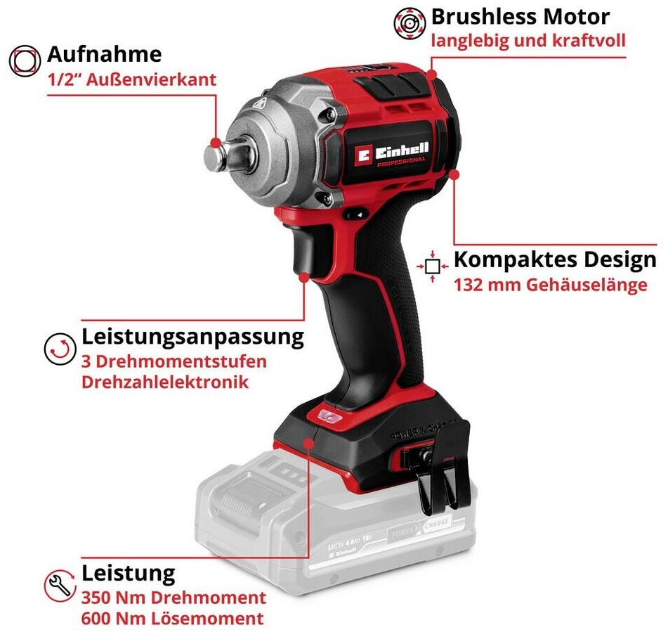 Einhell Professional TP-CW 18/350-C Li BL, Akku-Schlagschrauber Solo, 18V Brushless, 350Nm, 1 | 2 | Zustand: Wie Neu – Bild 4