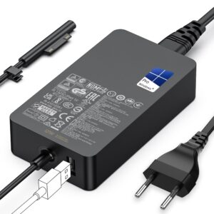 Microsoft Surface Netzteil 127W, Original Netzteil mit Surface-Connect-Anschluss und zusätzlichem USB-Ladeport, Farbe Schwarz. | Zustand: Neu