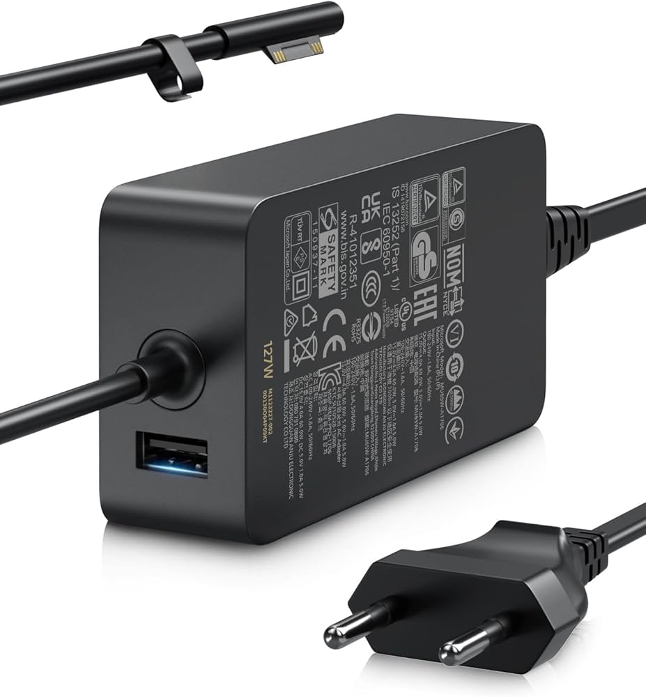 Microsoft Surface Netzteil 127W, Original Netzteil mit Surface-Connect-Anschluss und zusätzlichem USB-Ladeport, Farbe Schwarz. | Zustand: Neu – Bild 3
