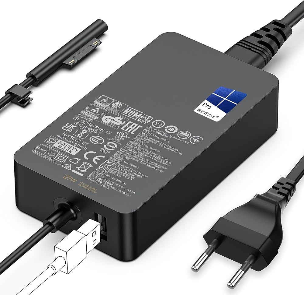Microsoft Surface Netzteil 127W, Original Netzteil mit Surface-Connect-Anschluss und zusätzlichem USB-Ladeport, Farbe Schwarz. | Zustand: Neu – Bild 5
