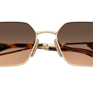 Prada PR A51S Pale Gold/Brown Gradient, Damen-Sonnenbrille, geometrisches MetalLadegerätestell, inkl. Originalverpackung (OVP) | Zustand: Neu