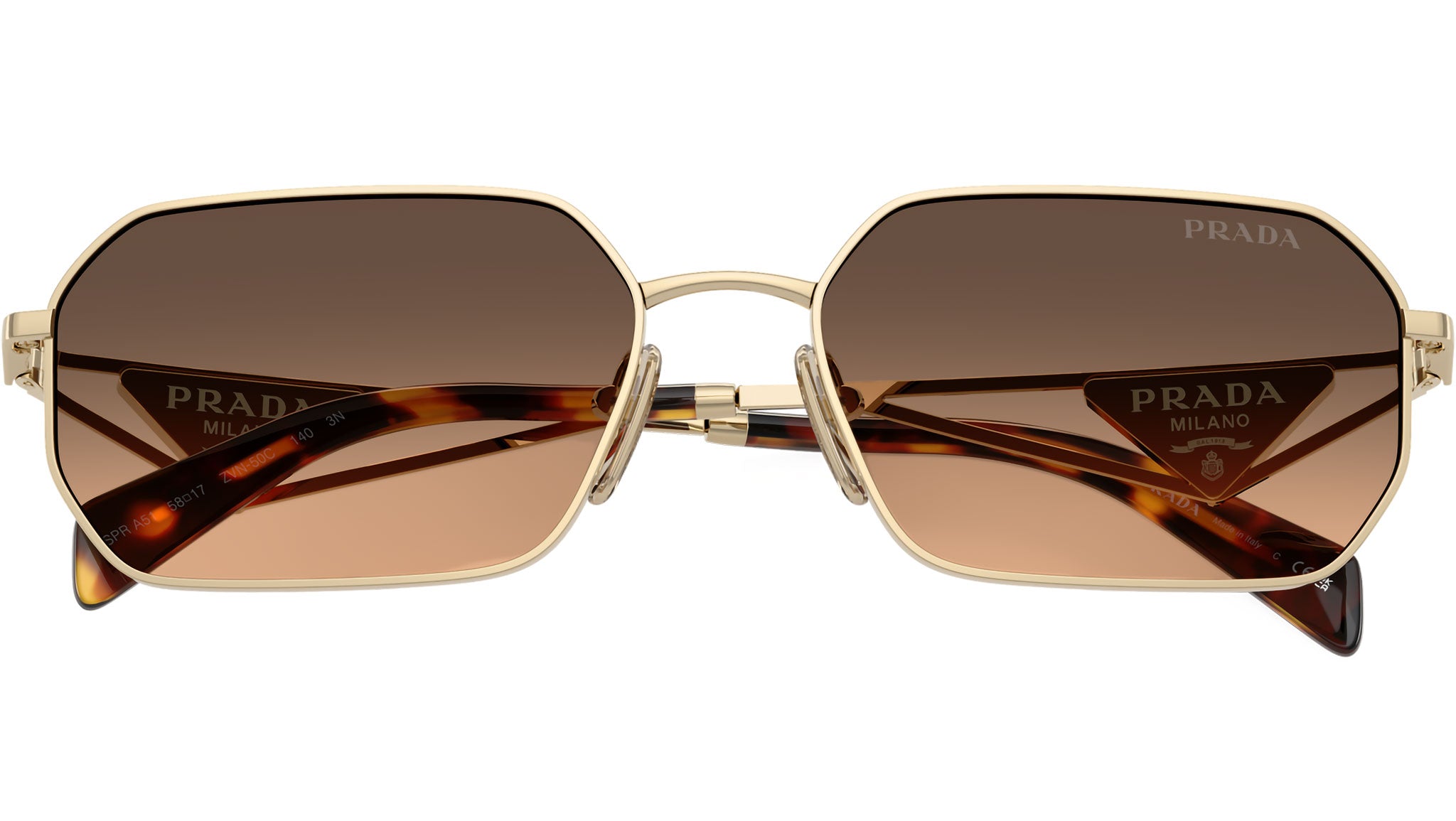 Prada PR A51S Pale Gold/Brown Gradient, Damen-Sonnenbrille, geometrisches MetalLadegerätestell, inkl. Originalverpackung (OVP) | Zustand: Neu – Bild 2