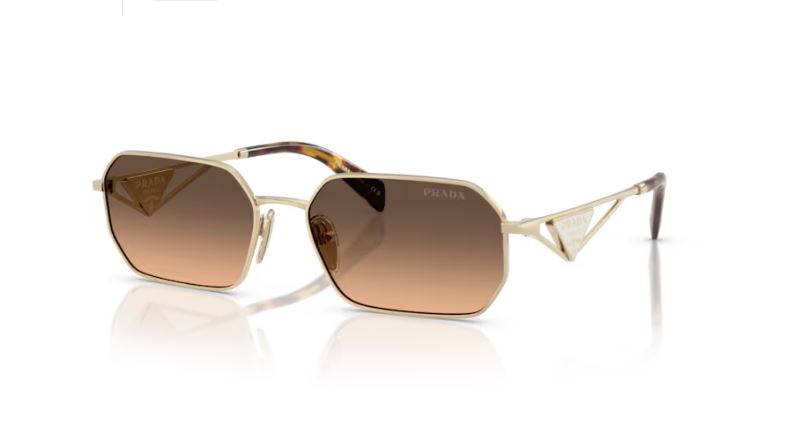 Prada PR A51S Pale Gold/Brown Gradient, Damen-Sonnenbrille, geometrisches MetalLadegerätestell, inkl. Originalverpackung (OVP) | Zustand: Neu – Bild 3