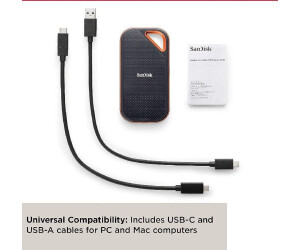SanDisk Extreme Portable SSD V2 2TB Schwarz, Externe SSD, USB 3.2 Gen 2 (bis 1050 MB | s), IP65 wasser- & staubgeschützt, inkl. USB-C | A Kabel, OVP | Zustand: Neu – Bild 3
