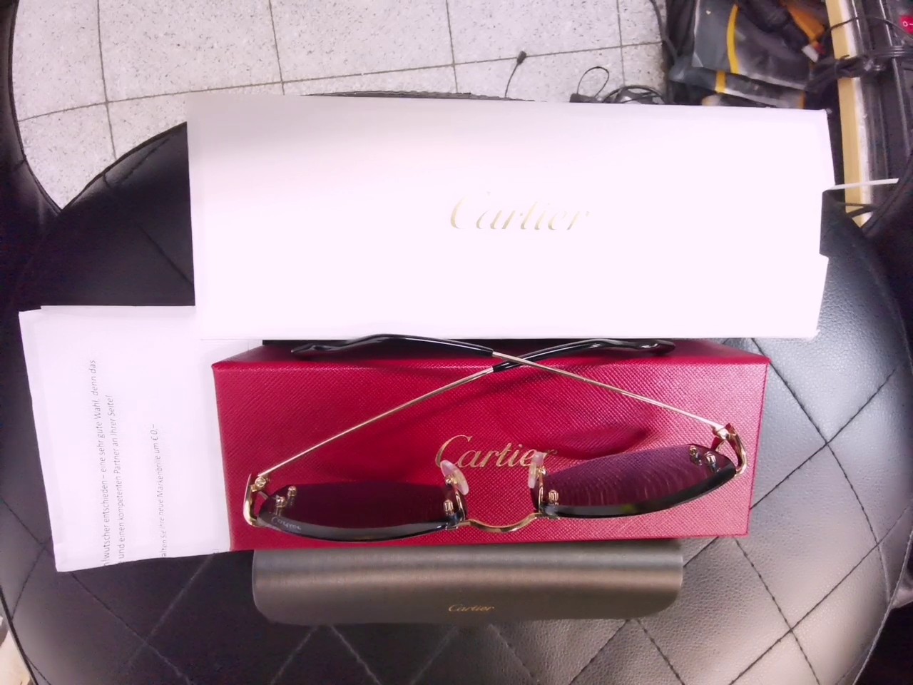 Cartier CT0467S 002 Gold/Blau, Unisex Sonnenbrille, randlos, inkl. OVP und Originalrechnung vom 15.05.2026 | Zustand: Neu – Bild 3