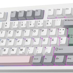 Epomaker TH87 Wireless TKL, Weiß/Grau/Pink, Mechanische Tastatur, ISO-DE Layout, 10000mAh Akku, Hot-Swap, Tri-Mode, inkl. OVP | Zustand: Wie Neu