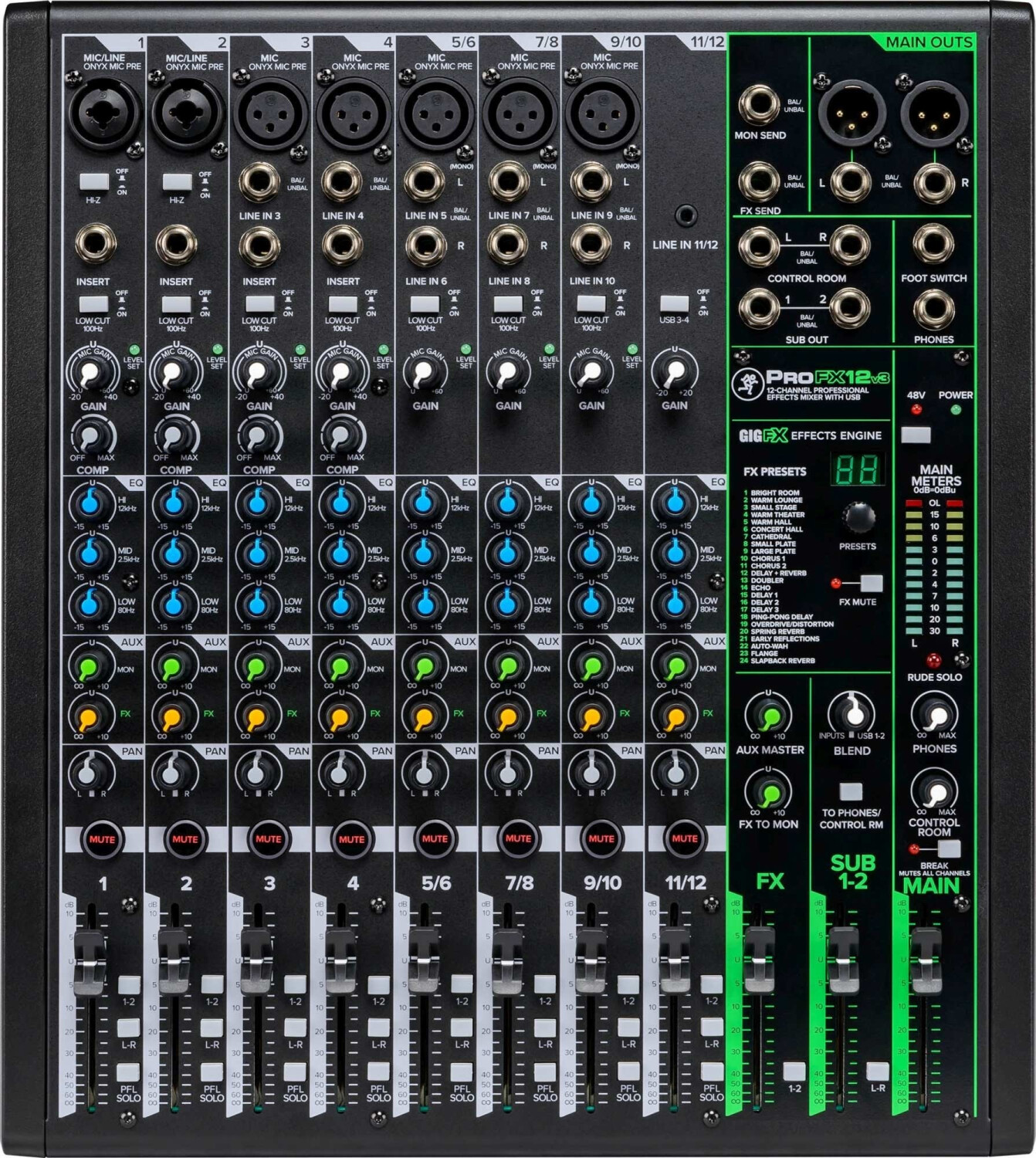 Mackie ProFX12v3+, 12-Kanal Analog-Mischpult mit USB-C Interface, GigFX+ Effekten, Bluetooth und Onyx Preamps | Zustand: Sehr Gut – Bild 3