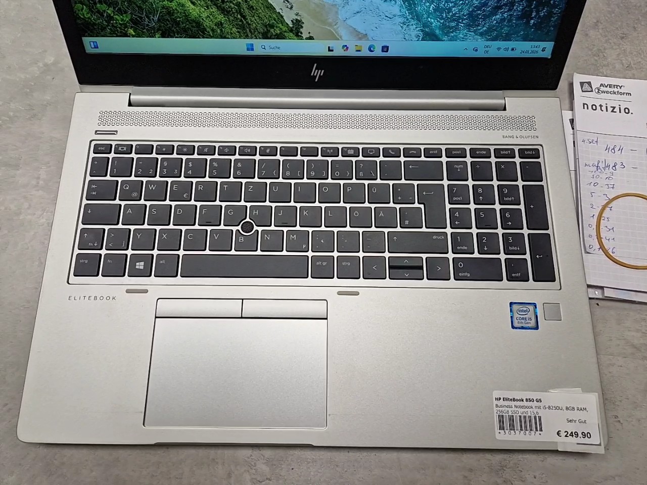 HP EliteBook 850 G5, Business Notebook mit 15,6 Zoll FHD, inkl. Ladegerät, i5-8250U, 8 GB RAM, 256 GB SSD | Zustand: Sehr Gut – Bild 2