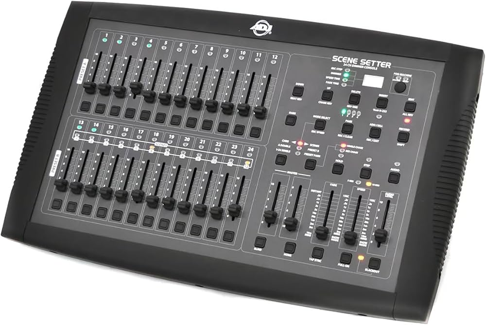ADJ Scene Setter 24 Kanal Lichtpult, 24-Kanal DMX-Dimmerkonsole mit 2-Szenen-Betrieb, programmierbaren Szenen | Chases, inkl. OVP. | Zustand: Sehr Gut