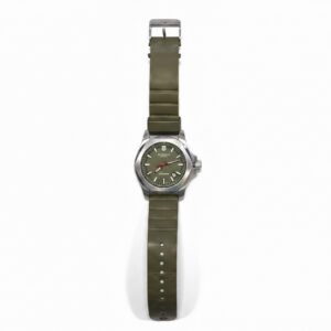 Victorinox Swiss Army I.N.O.X. Grün, Herrenuhr mit grünem Zifferblatt und Kautschukband, 200m wasserdicht, gebrauchter Zustand. | Zustand: Gut