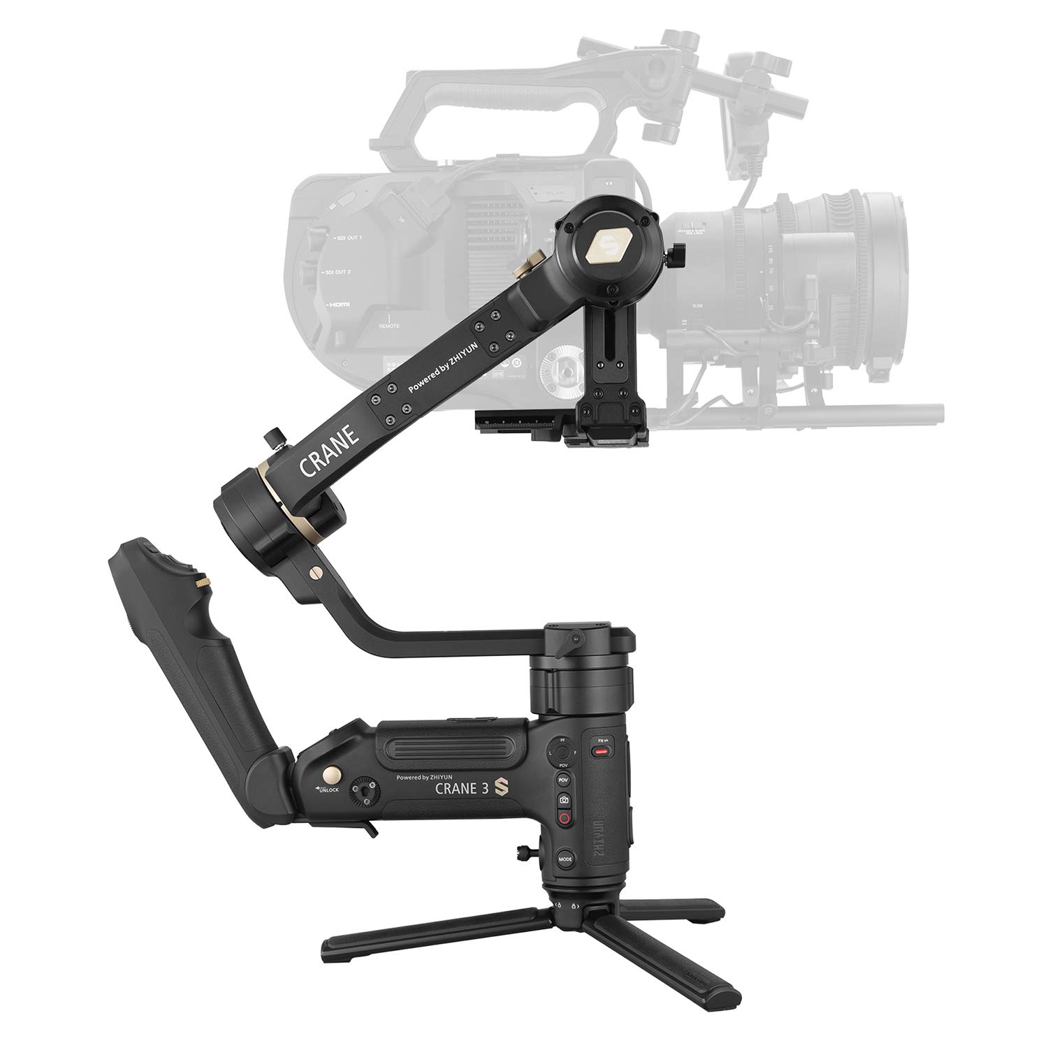 Zhiyun Crane 3S Gimbal Schwarz, 3-Achsen-Stabilisierung, 6,5kg Traglast, modularer Griff, inkl. TransMount Servo Zoom & Focus Motors, OVP | Zustand: Sehr Gut (basierend auf OVP) – Bild 3