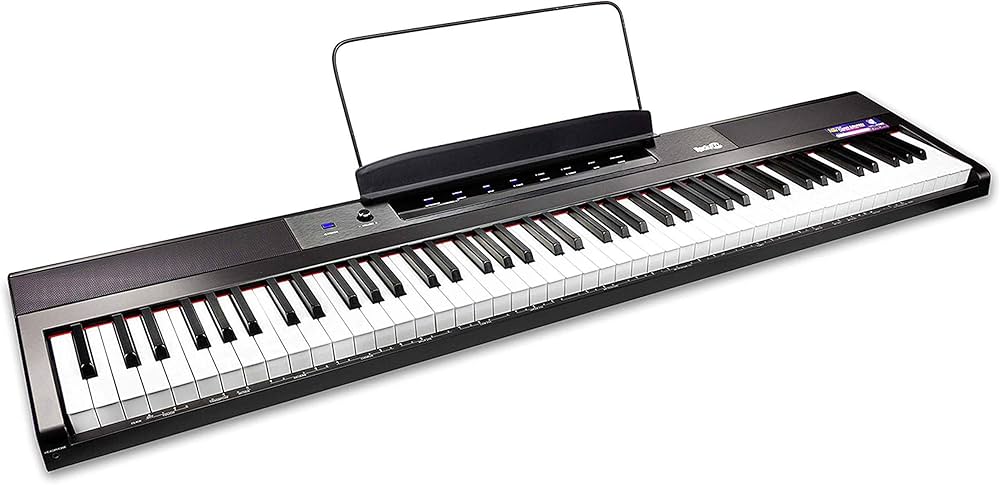 RockJam Digital Piano DP88-V Schwarz, 88 halbgewichtete Tasten, inkl. Notenständer, USB-MIDI, Anschlagdynamik, 10 Klangfarben | Zustand: Sehr Gut – Bild 2