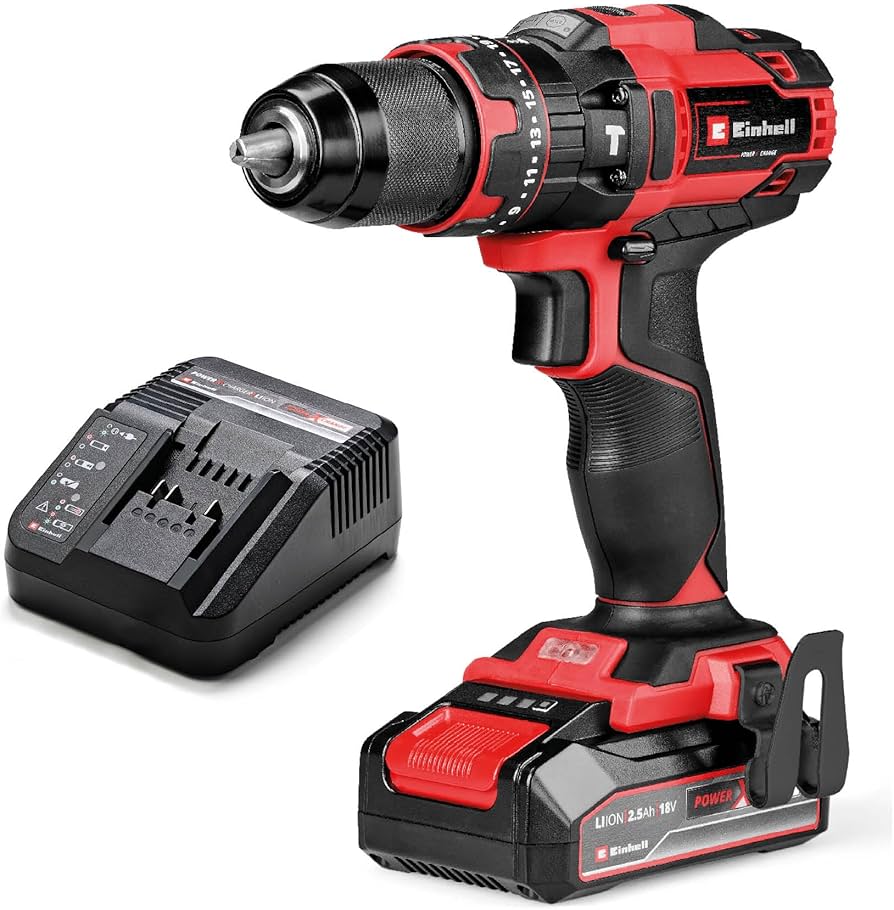 Einhell TE-CD 18/44 Li-i, Akku-Schlagbohrschrauber, inkl. Koffer, 3x Akku und Ladegerät, Power X-Change System | Zustand: Sehr Gut