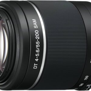 Sony DT 55-200mm 4-5.6 SAM, Schwarz, Telezoom-Objektiv für Sony A-Mount APS-C Kameras, Smooth Autofocus Motor, 55mm Filtergewinde | Zustand: Sehr Gut