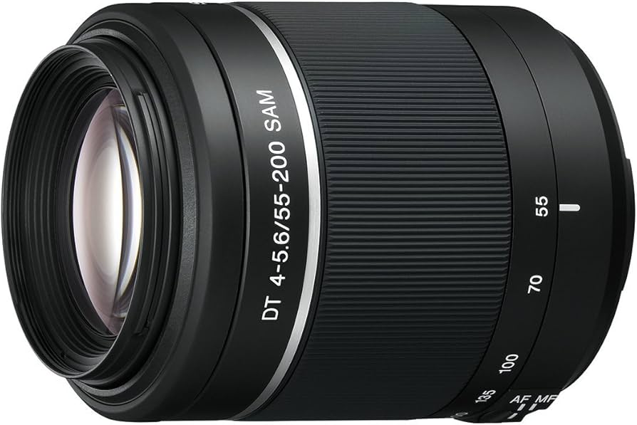 Sony DT 55-200mm 4-5.6 SAM, Schwarz, Telezoom-Objektiv für Sony A-Mount APS-C Kameras, Smooth Autofocus Motor, 55mm Filtergewinde | Zustand: Sehr Gut