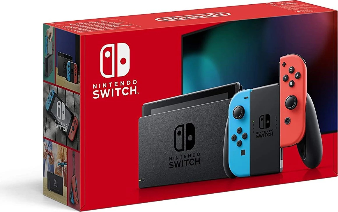 Nintendo Switch Neon-Blau/Rot, Konsole inkl. Dockingstation, Netzteil, Joy-Cons und Spiel Mario Kart 8 Deluxe. | Zustand: Sehr Gut | Farbe: schwarz