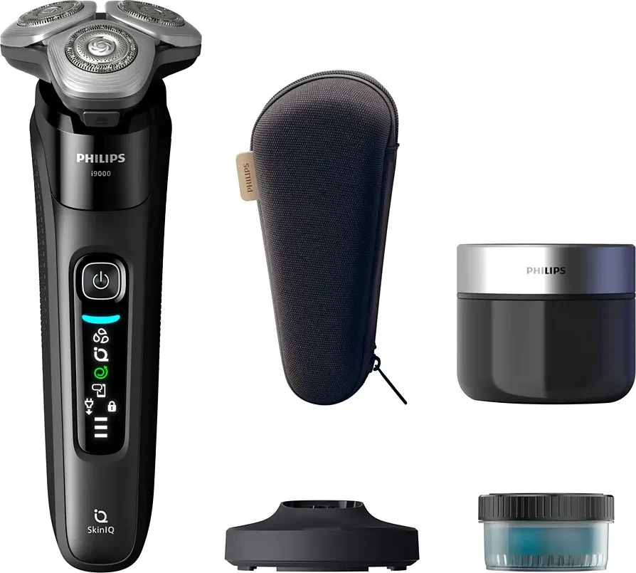 Philips i9000 X9000/30 Rotationsrasierer, Wet & Dry Rasierer mit SkinIQ, 360°-Flex-Scherkopf, Dual SteelPrecision-Klingen und Ladestation | Zustand: Neu