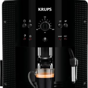 Krups Arabica EA81R8 Kaffeevollautomat Schwarz, Kompakter Kaffeevollautomat mit 15 bar Pumpendruck, CappuccinoPlus-Milchdüse und 1,8l Wassertank. | Zustand: Neu