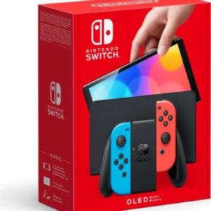 Nintendo Switch OLED Neon-Rot/Neon-Blau, Inkl. Spiel Splatoon 2, Originalverpackung, Dockingstation, Netzteil und HDMI-Kabel. | Zustand: Sehr Gut | Farbe: schwarz