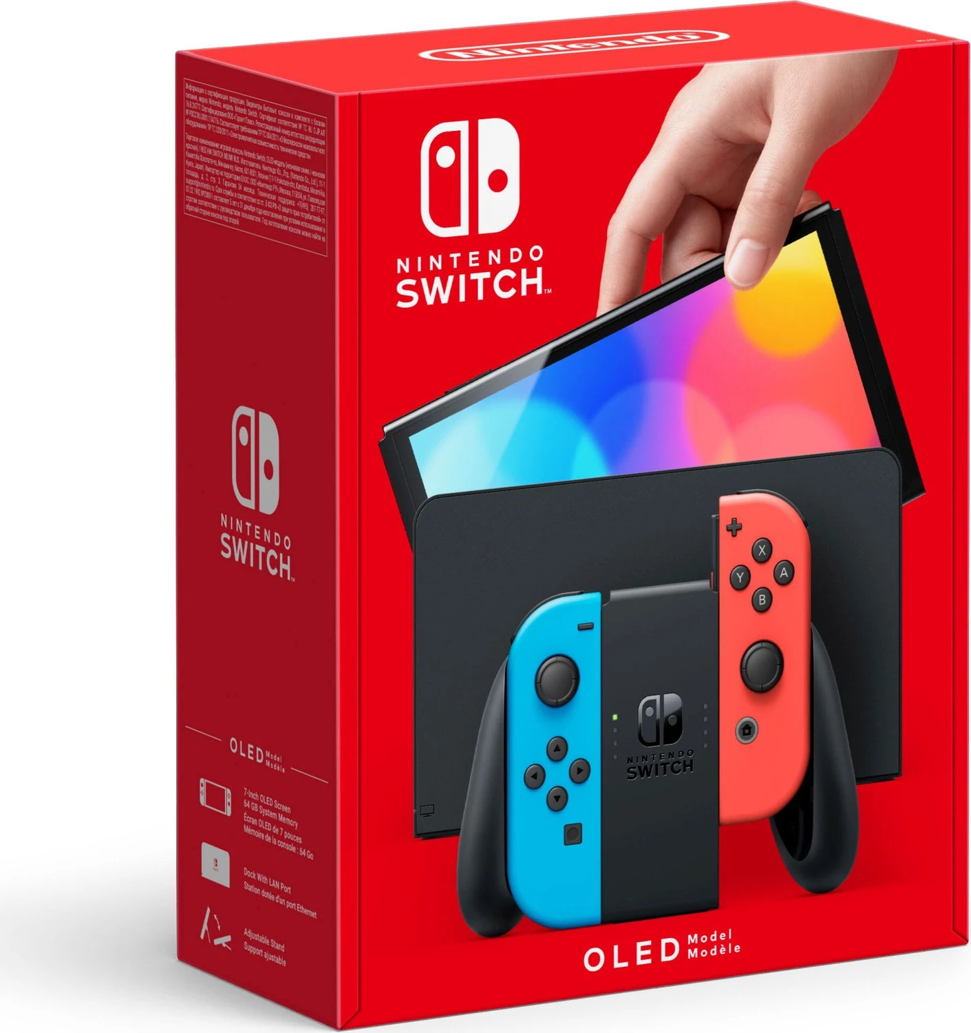 Nintendo Switch OLED Neon-Rot/Neon-Blau, Inkl. Spiel Splatoon 2, Originalverpackung, Dockingstation, Netzteil und HDMI-Kabel. | Zustand: Sehr Gut | Farbe: schwarz