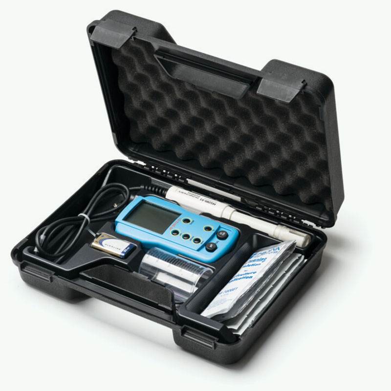 Hanna HI9812-5 Messgerät, Tragbares Multiparameter-Messgerät für pH | EC | TDS | Temp. inkl. HI1285-5 Sonde und Koffer, 9V-Batterie fehlt | Zustand: Gut