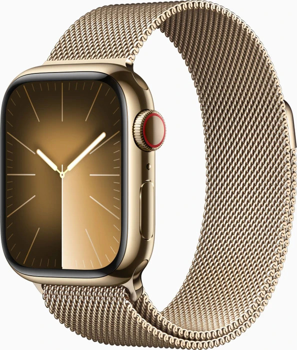 Apple Watch Series 9 41mm GPS+Cellular, Milanaise, Milanaise-Armband Akku 100%, inklusive Ladegerät | Zustand: Sehr Gut