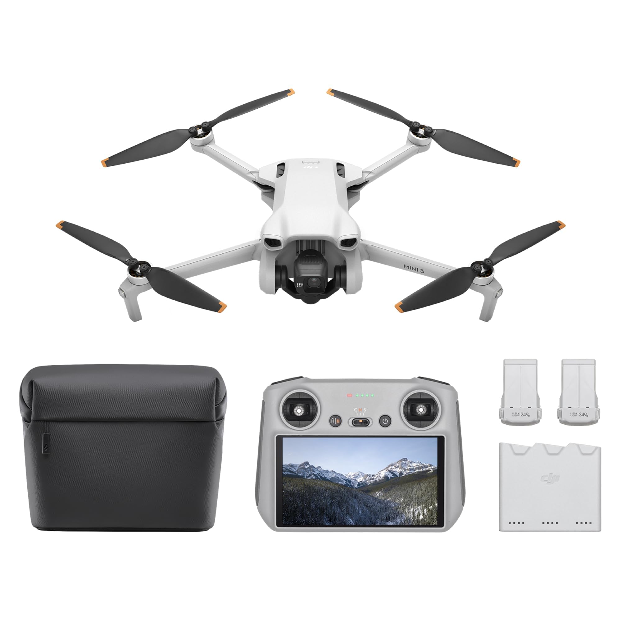 DJI Mini 3 Fly More Combo mit DJI RC, Kameradrohne mit DJI RC Smart-Fernsteuerung, 3 Akkus, Ladestation, Tasche und Zubehör. | Zustand: Sehr Gut