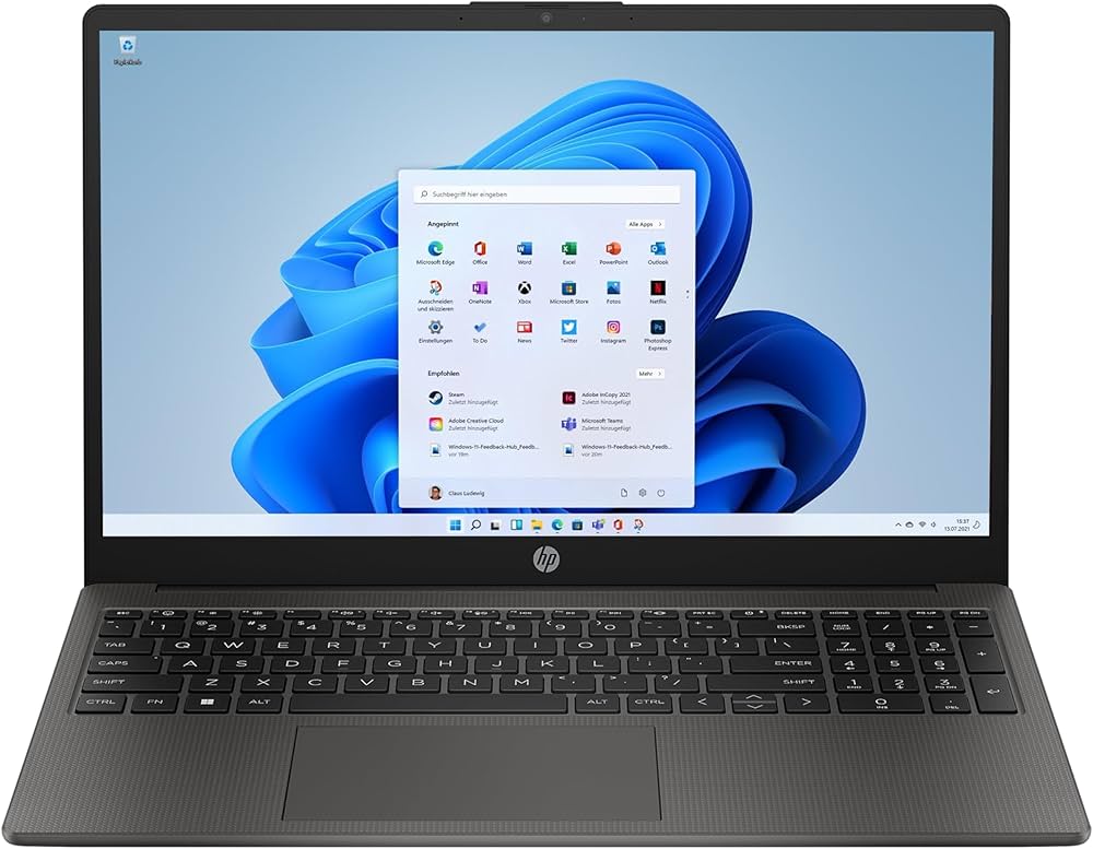HP Pavilion 15 Notebook, Schwarz, Intel Core i5-8250U, 8GB RAM 256GB SSD , inkl. Tasche & Ladegerät, Gehäuse & Displaydeckel beschädigt | Zustand: In Ordnung