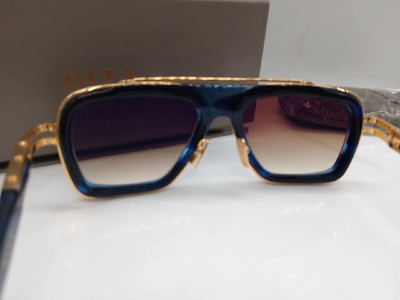 Dita LXN-EVO DTS403-A-03, Sonnenbrille, Blau Swirl | Gelbgold, mit OVP, wie neu | Zustand: Wie Neu | Farbe: blau – Bild 2