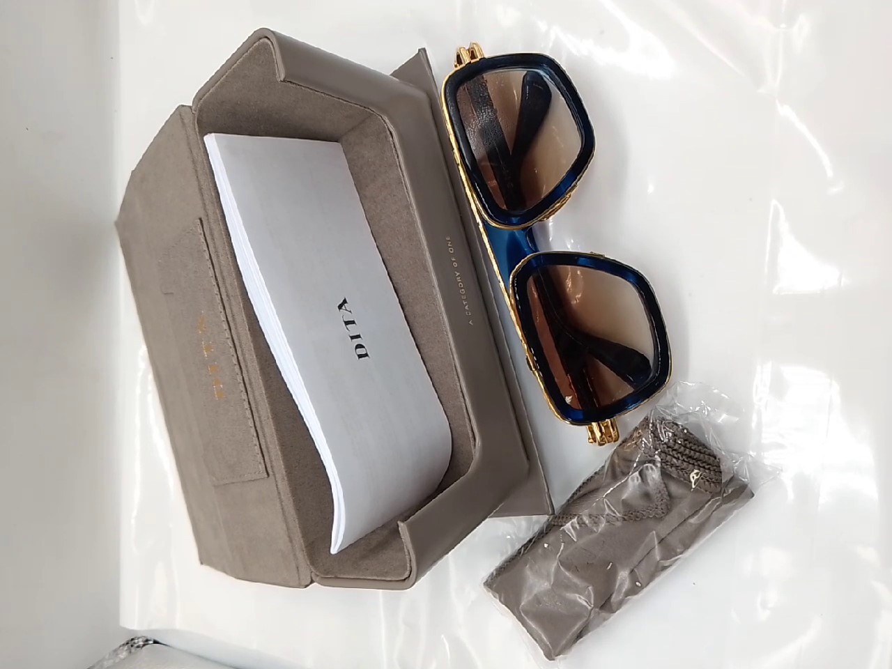 Dita LXN-EVO DTS403-A-03, Sonnenbrille, Blau Swirl | Gelbgold, mit OVP, wie neu | Zustand: Wie Neu | Farbe: blau – Bild 3