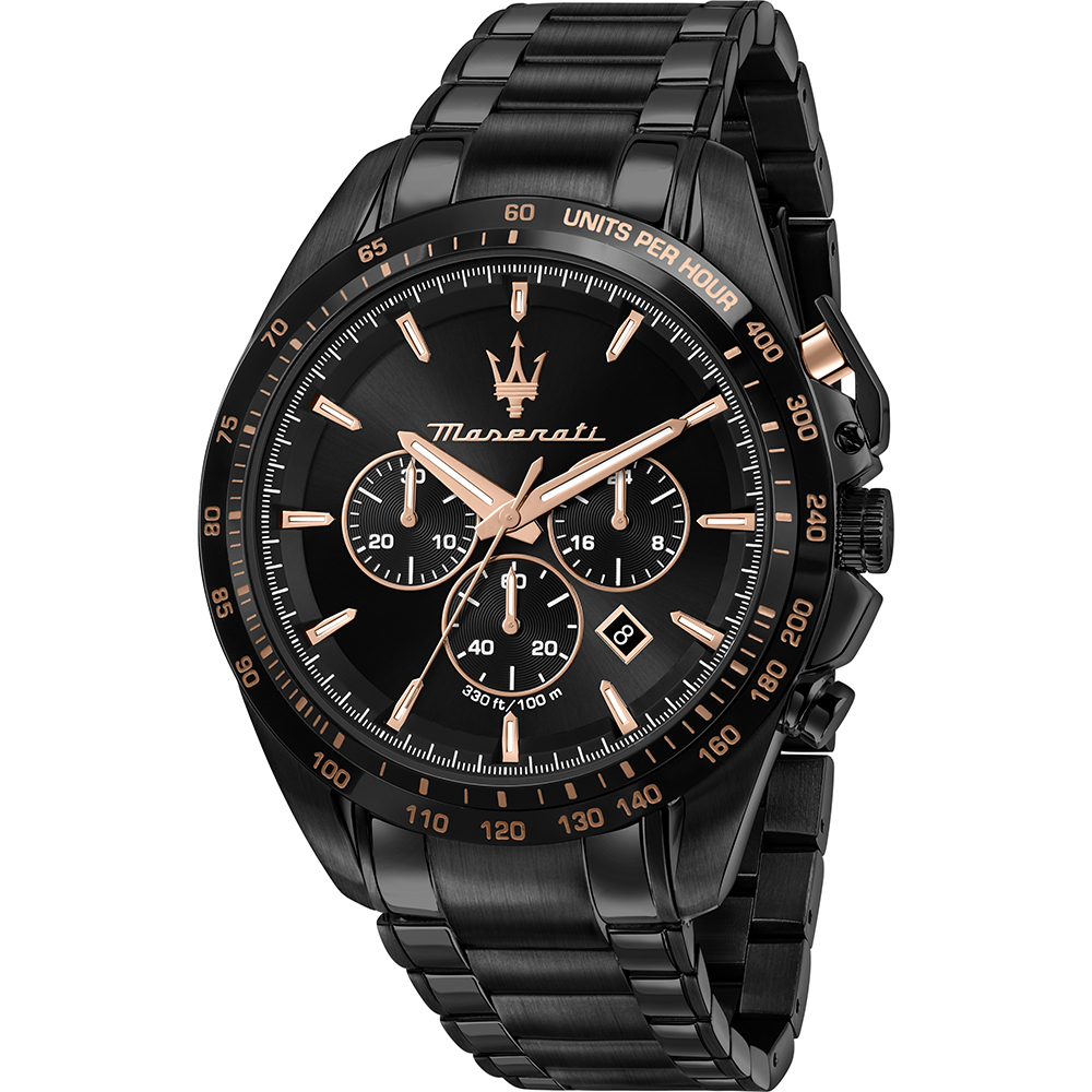 Maserati Traguardo R8873612048, Herren Quarz Chronograph, Edelstahl, 46mm, 10 ATM, schwarz, neuwertig | OVP. | Zustand: Sehr Gut | Farbe: schwarz