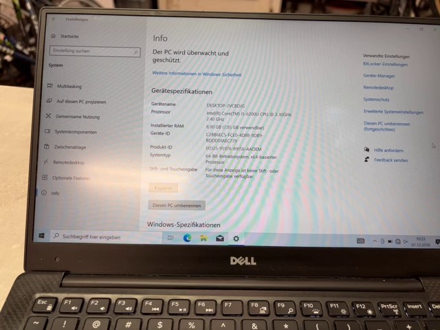 Dell XPS 13 9350 (2016) Silber, Intel Core i5-6200U, 8GB RAM, 128GB SSD, 13,3 Zoll Display, kompaktes Ultrabook display hat pixelfehler | Zustand: Gut – Bild 4