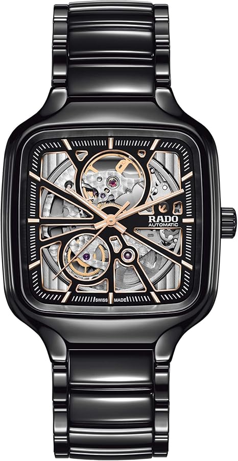 Rado True Square Automatic Open Heart Black, 38 mm Gehäuse aus schwarzer High-Tech-Keramik, Automatikwerk Kaliber R734, 80 Stunden Gangreserve | Zustand: Gut | Farbe: schwarz