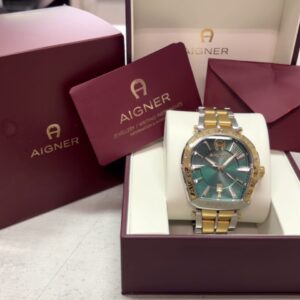 Aigner Rovigo AGW.246003 Silber Gold, Herrenuhr, Edelstahl, Quarzwerk, Datumsanzeige, wasserdicht, in Originalverpackung (OVP) | Zustand: Gut | Farbe: schwarz