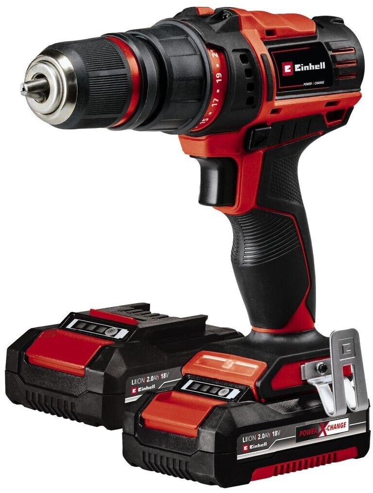 Einhell TE-CD 18/45 3X-Li +22, Akku-Bohrschrauber, 18V, 45Nm, inkl. 1x 2.0Ah Akku, Ladegerät, Winkel- & Exzenteraufsatz, Set | Zustand: Neu