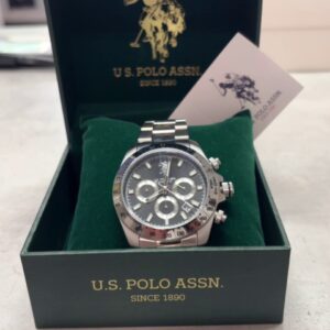 U.S. Polo Assn. Chronograph Edelstahl, Herrenuhr, 5 ATM wasserdicht, schwarzes Zifferblatt, inklusive Originalverpackung (OVP)