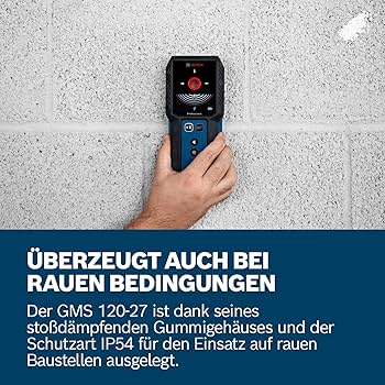 Bosch GMS 120-27 Ortungsgerät, Digitales Ortungsgerät für Metall, Holz und stromführende Leitungen, inkl. Schutztasche, IP54. | Zustand: Wie Neu – Bild 2