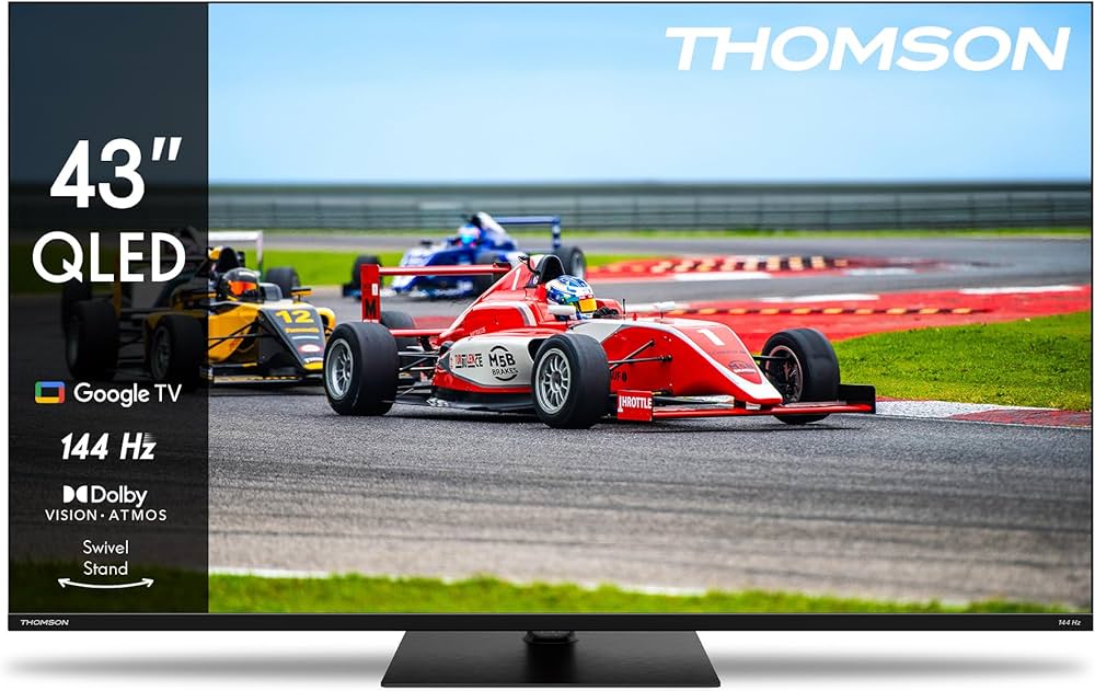 Thomson 43QG7C14 QLED Pro 4K Smart TV, 43 Zoll, 144Hz, Google TV, Dolby Vision, Dolby Atmos, drehbarer Standfuß, schwarz | Zustand: Sehr Gut