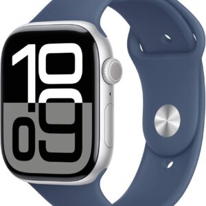 Apple Watch SE Silber Aluminium Blaues Sportband, Apple Watch SE, Aluminiumgehäuse in Silber mit blauem Sportarmband, GPS-Modell. | Zustand: Sehr Gut | Farbe: silber
