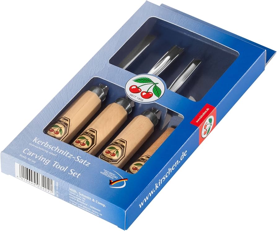 Kirschen Kerbschnitzsatz 3424, 4-teiliges Set im SB-Karton, handgeschmiedet aus Spezial-Werkzeugstahl, gebrauchsfertig geschärft. | Zustand: Neu – Bild 2