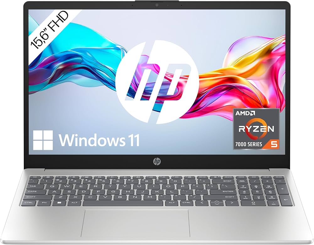 HP Laptop 15-fc0910ng Natural Silver, 15,6 Zoll FHD, AMD Ryzen 5 7520U, 16GB RAM, 512GB SSD, Windows 11, DE-Tastatur | Zustand: Neu – Bild 2