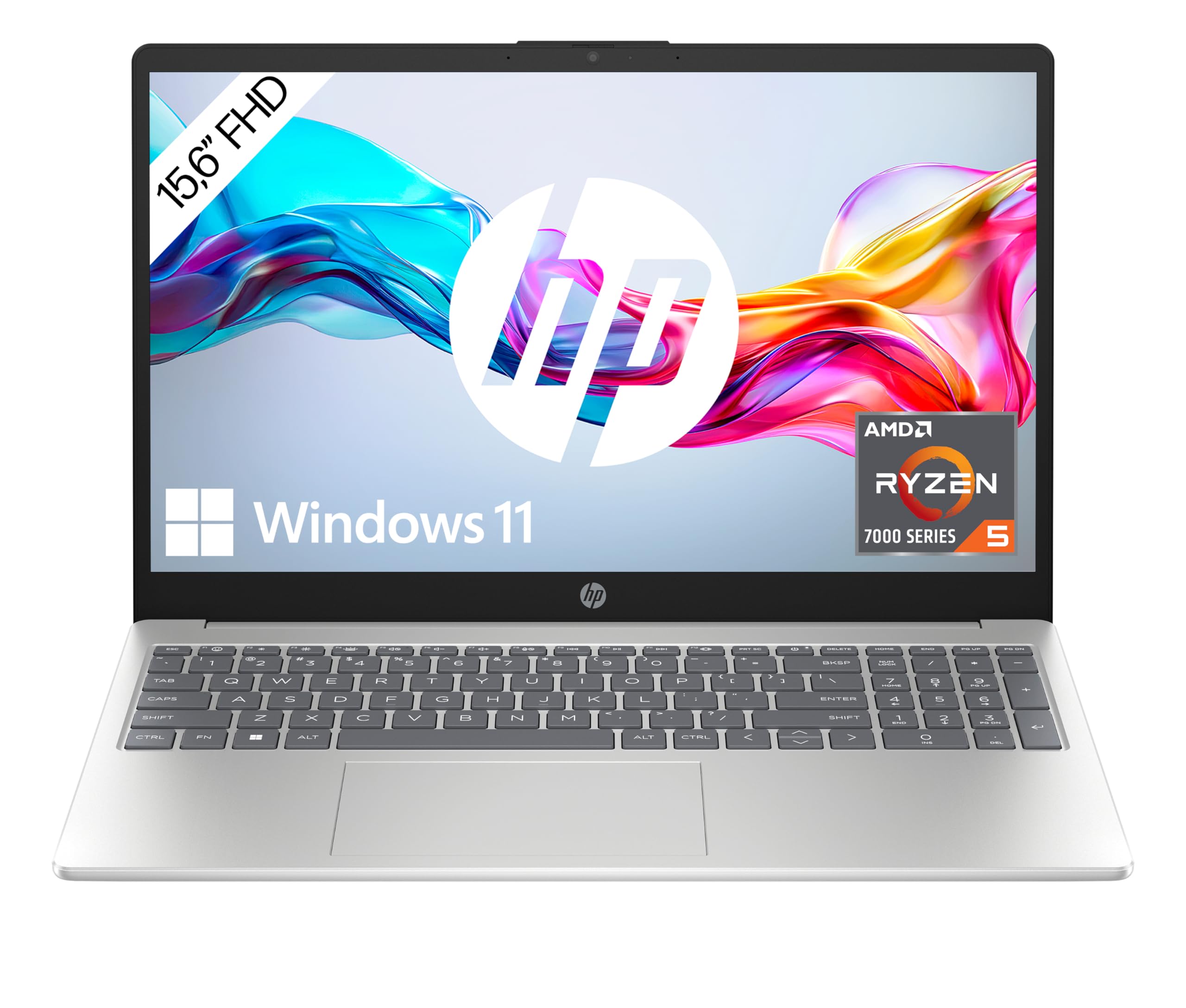 HP Laptop 15-fc0910ng Natural Silver, 15,6 Zoll FHD, AMD Ryzen 5 7520U, 16GB RAM, 512GB SSD, Windows 11, DE-Tastatur | Zustand: Neu – Bild 3