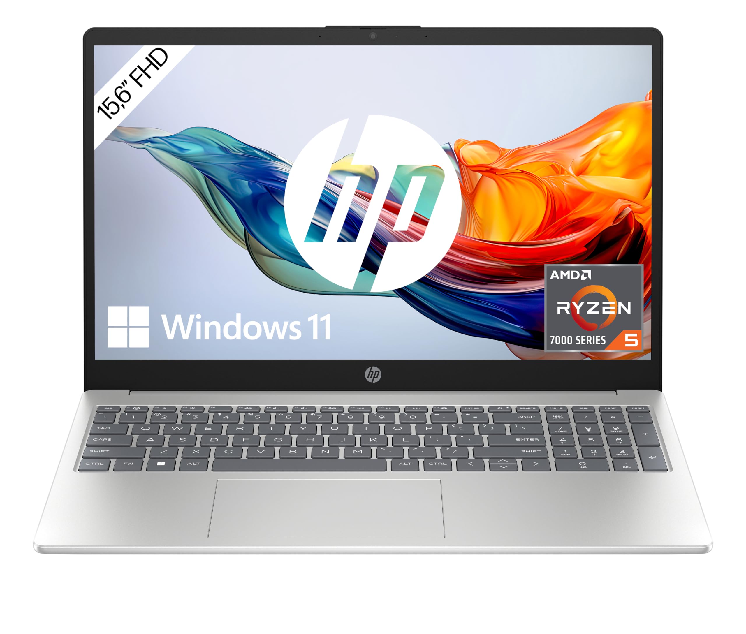 HP Laptop 15-fc0910ng Natural Silver, 15,6 Zoll FHD, AMD Ryzen 5 7520U, 16GB RAM, 512GB SSD, Windows 11, DE-Tastatur | Zustand: Neu – Bild 4