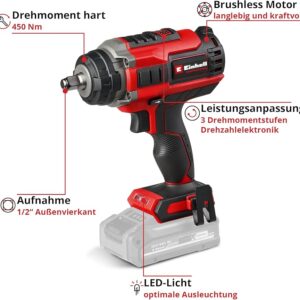 Einhell Professional IMPAXXO 18/450, Akku-Schlagschrauber, 18V, 450 Nm, Brushless Motor, 1 | 2 Zoll Außenvierkant, 3 Drehzahlstufen | Zustand: Neu