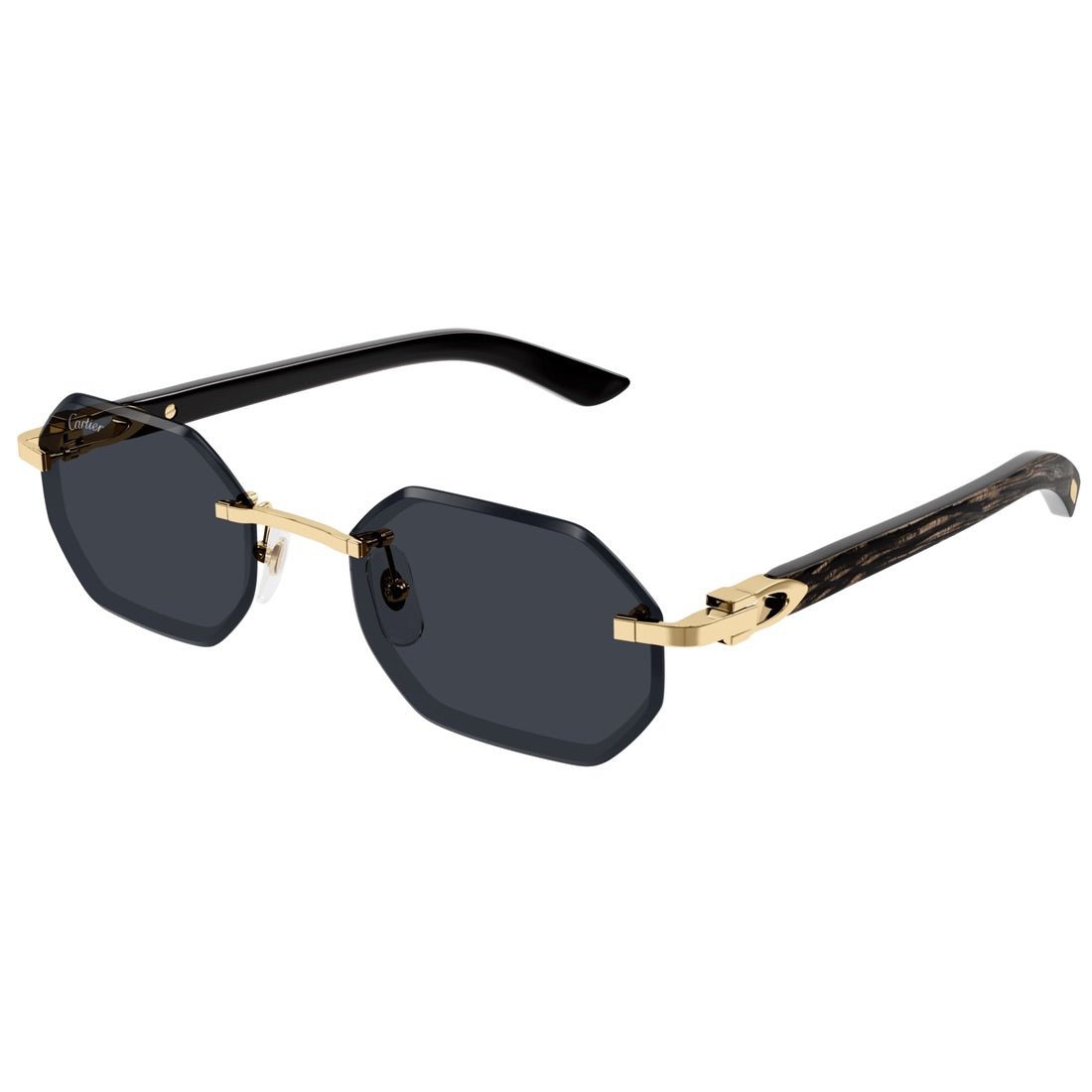 Cartier CT0439S 001 Sonnenbrille Gold/Schwarz, Original Cartier Sonnenbrille, randloses Modell mit C-Dekor, inkl. OVP und Originalrechnung. | Zustand: Neu – Bild 4