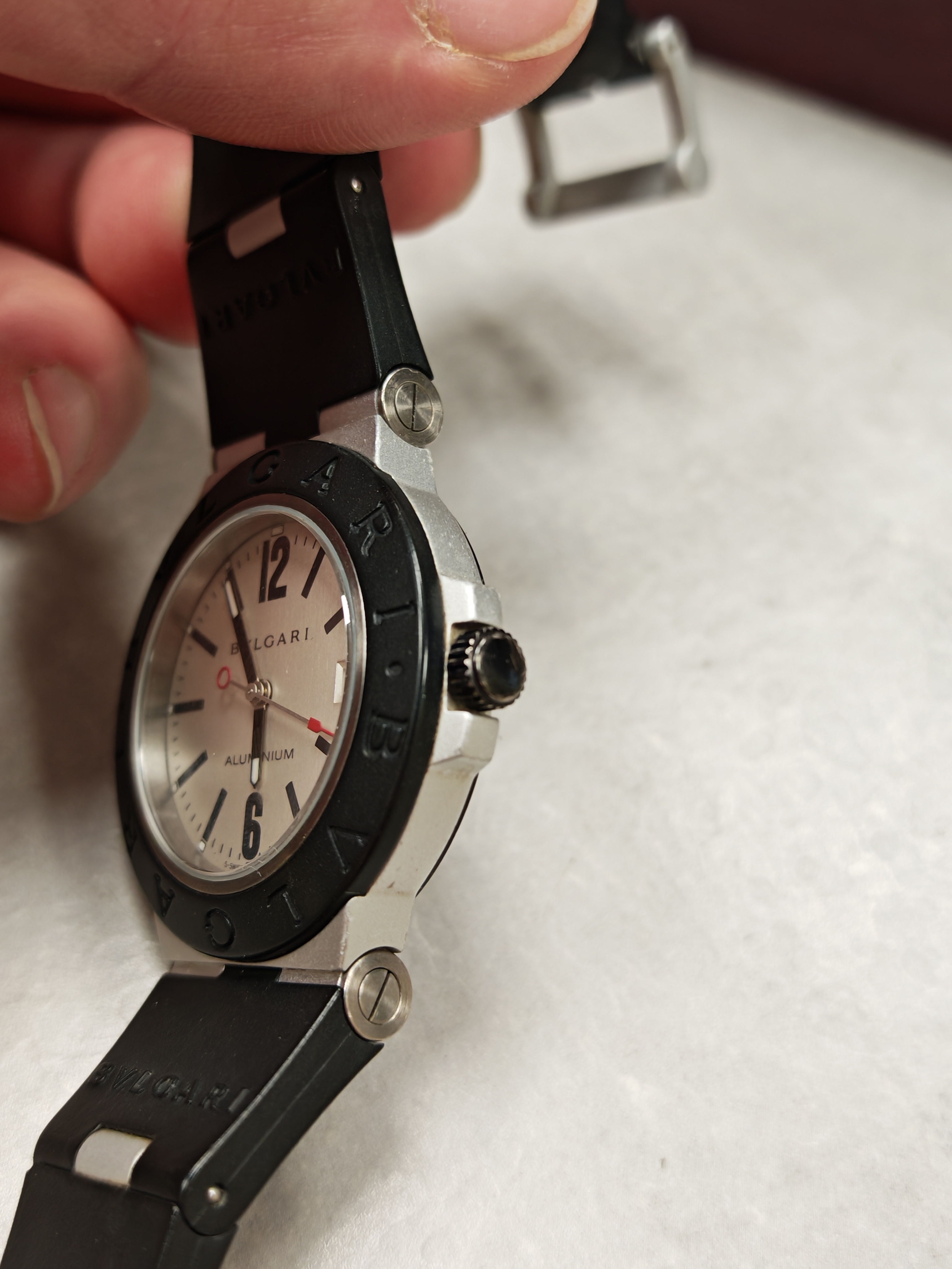 Bulgari Diagono AL38TA , Aluminum Automatic 38mm. Uhr in sehr gutem Zustand. Wichtig: Armband ist defekt. | Zustand: Sehr Gut – Bild 4