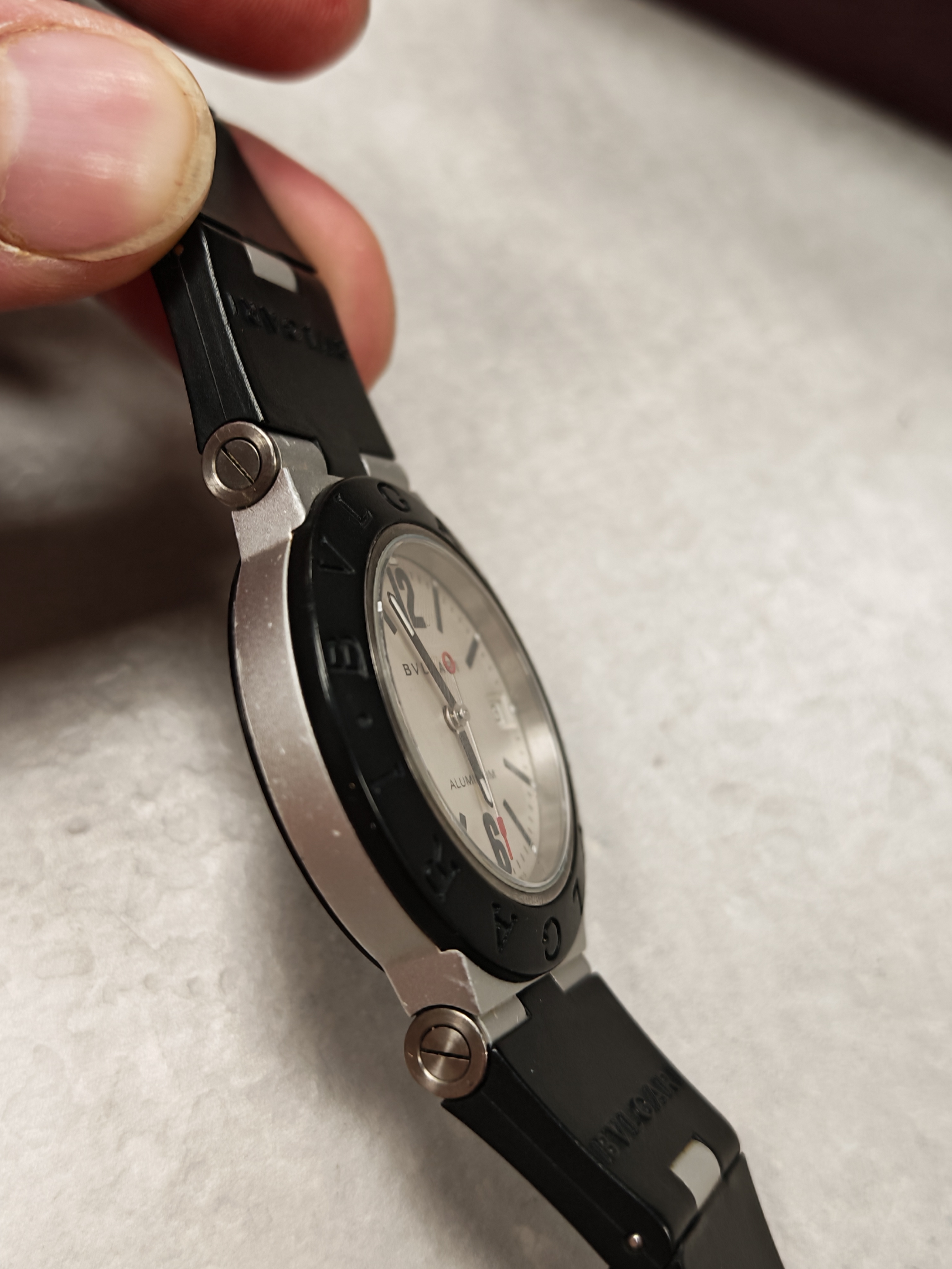 Bulgari Diagono AL38TA , Aluminum Automatic 38mm. Uhr in sehr gutem Zustand. Wichtig: Armband ist defekt. | Zustand: Sehr Gut – Bild 5