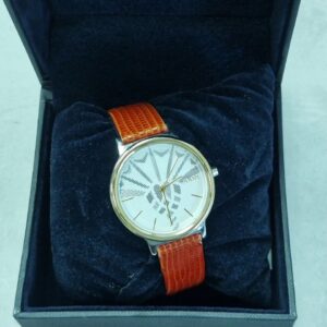 JOOP! Damenuhr Cornflower Design Gold, Analoge Quarzuhr mit hellem Zifferblatt, braunem Lederarmband und Originalverpackung (OVP). | Zustand: Sehr Gut