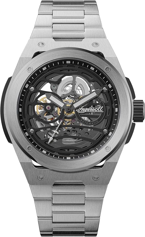 Ingersoll Springfield I15203 Silber, Herrenuhr, Automatik, 47 mm EdelstahLadegerätehäuse, schwarzes Zifferblatt, inkl. OVP | Zustand: Wie Neu